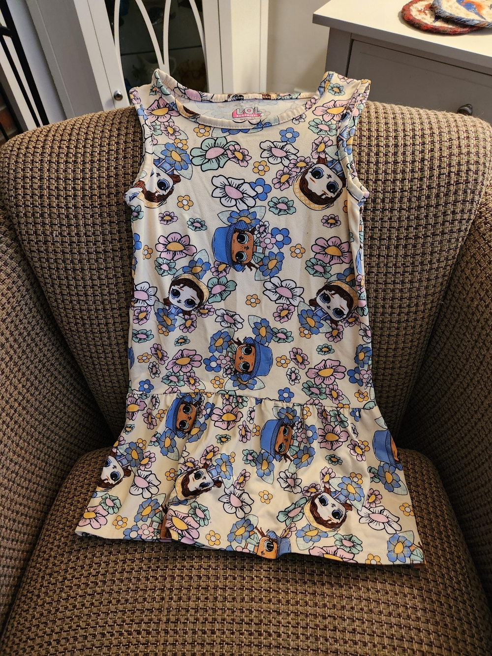 L.O.L. Surprise! Cream Dress with Blue and Pink Floral & Character Print